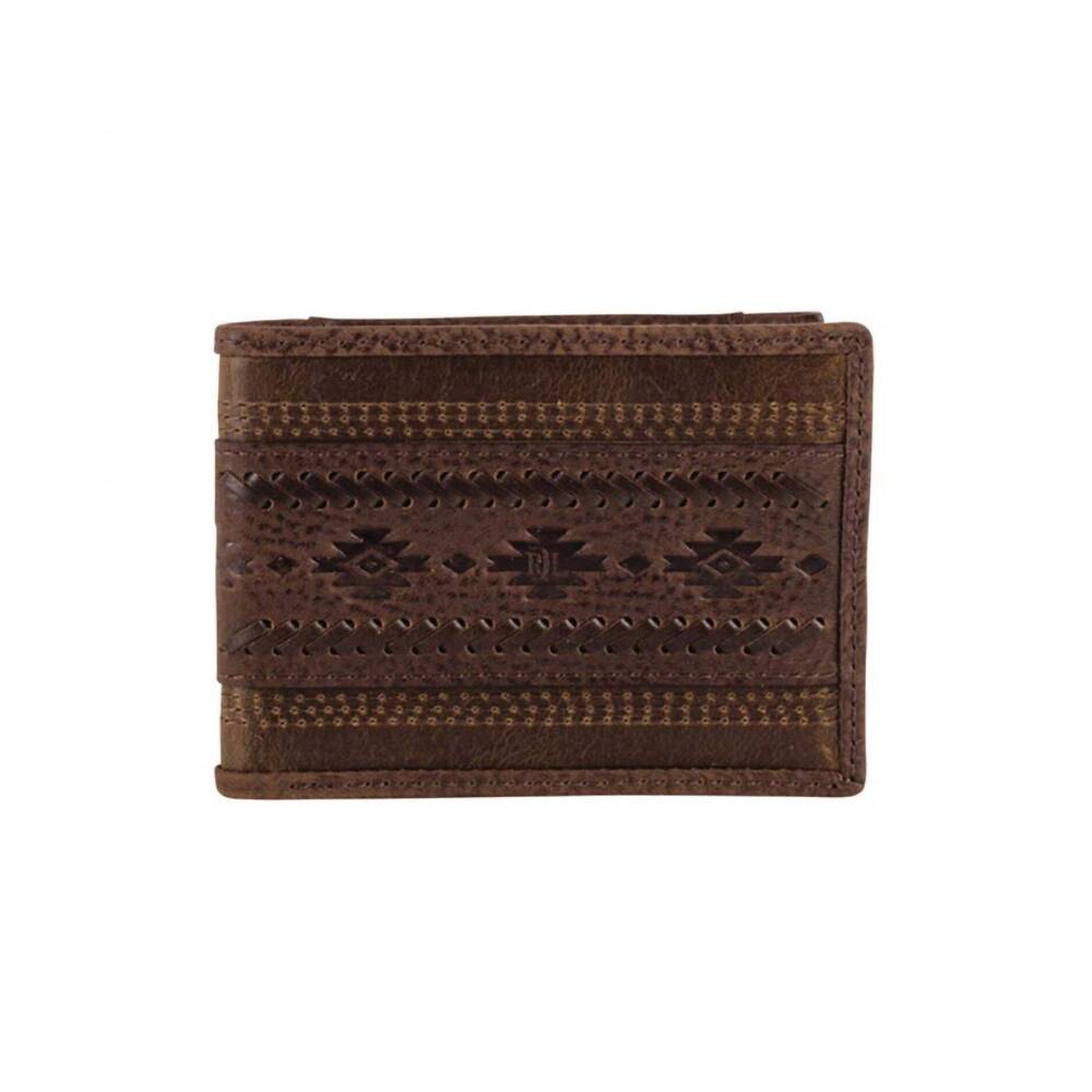 NEW RED DIRT HAT COMPANY men's genuine leather embossed bi-fold wallet in brown
